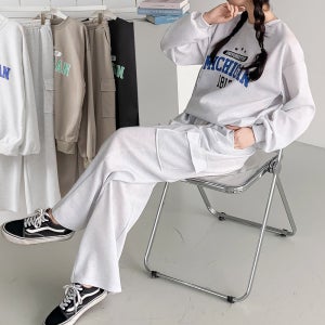 미시간 맨투맨+ 카고 조거팬츠 트레이닝 세트