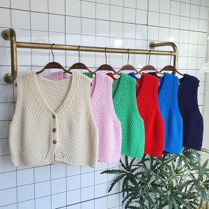 니트 환절기 컬러플 조끼 베스트