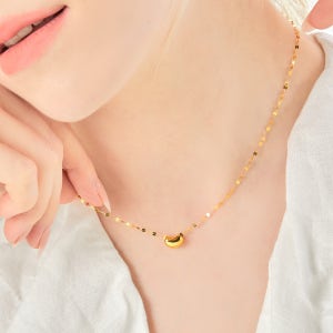 24K골드 순금 행운 스마일 빈 드롭 목걸이 SG-1133