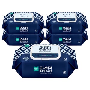 모나리자 내추럴 프리미엄 70매 x 5개 캡형 물티슈 화장지 휴지
