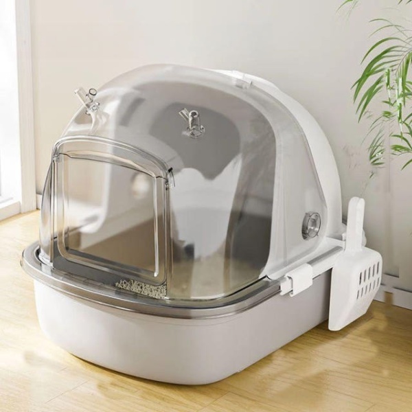고양이 투명 <b>화장실</b> 실내 평판형 서랍형 후드형 배변 통 플립탑 어드밴스드그레이