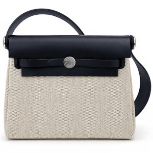 [에르메스] H 바이킹 캔버스 헌터 카우하이드 팔라듐 하드웨어 에르백 20 에크류 누아 블루 인디고 가방 H085414CKAK / TRN