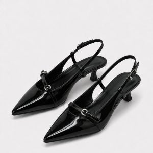 (가을 하객룩) 버클 키튼힐 슬링백 (4cm) HPWWVGS403