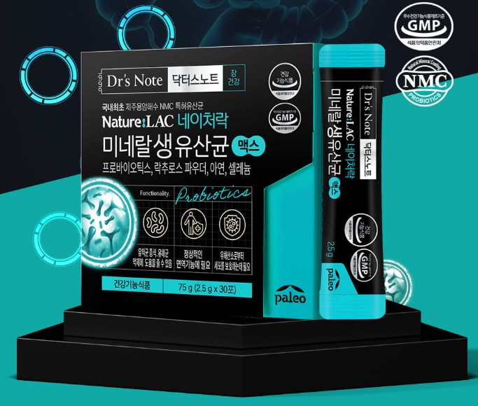 팔레오 닥터스노트 네이처락 미네랄 생유산균 맥스 프로바이오틱스 2.5g x 30포 1개 NMC특허유산균