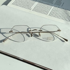 아이반7285 189 C902 46size 골드 클래식 다각 반무테 안경