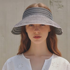 국내생산 여성 돌돌이 썬캡 스트라이프 여름 휴대용 자외선차단 모자