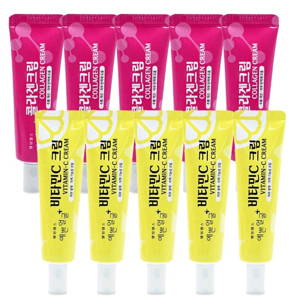 웰빙헬스 예쁜얼굴 콜라겐크림 25ml 5개 + 예쁜얼굴 비타민C크림 5개 세트