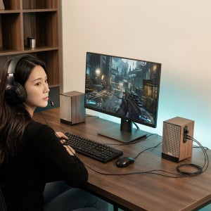 브리츠 우든 2채널 스피커 컴퓨터 게이밍 pc usb 노트북 유선 데스크탑 레트로