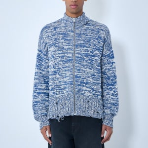 26 SS 마르니 하이넥 디스트레스트 니트 집업 가디건 블루 CDMG0188Q0 UFC660 MLB74