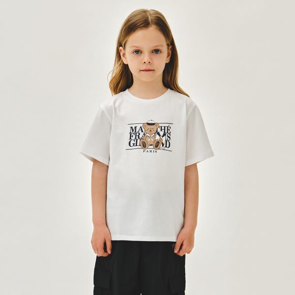 [마리떼키즈] KIDS MARINE BEAR CLASSIC LOGO TEE white