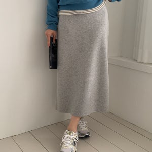 봄 밴딩 스커트 H라인 치마 톡톡한 스판 롱 스커트 뒷트임