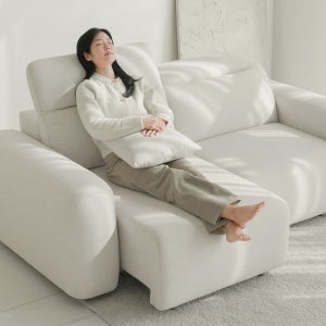 컴프홈 엠버 리클라이너 모션 슬라이딩쇼파 무빙 패브릭 소파 그레이지 아이보리, 3인용