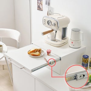 커피머신 받침대 서랍형 슬라이딩 철제 다이 정수기선반 450X370X200, 1단, 화이트