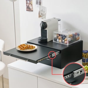 커피머신 받침대 서랍형 슬라이딩 철제 다이 정수기선반 450X370X200, 1단, 블랙