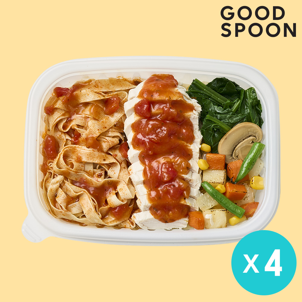 굿스푼 저당 뽀모도로 두부면 파스타&닭가슴살 460g 4팩 스파게티 밀키트 간편 요리