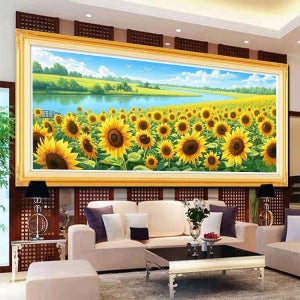 보석자수나라 대형 보석십자수 비즈 큐빅 구슬 해바라기들판 120x50cm