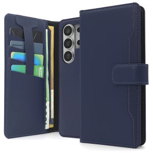 허스크 카드수납 천연 소가죽 다이어리 지갑 케이스 네이비, 갤럭시A33