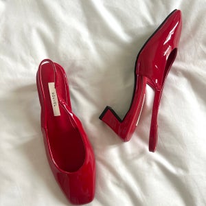 에나멜 스퀘어 슬링백 힐 5cm