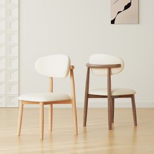 아우스 DC08 내추럴 원목 식탁의자 비건레더 카페 라운드 인테리어 디자인 의자 완제품