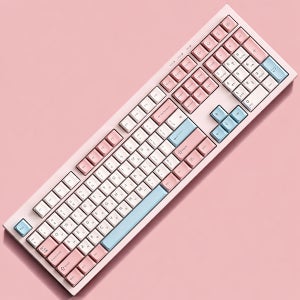 사무실 저소음 키보드 무소음 독거미 풀배열 조용한 컴퓨터 자판기 핑크 유선 사무용 키보드