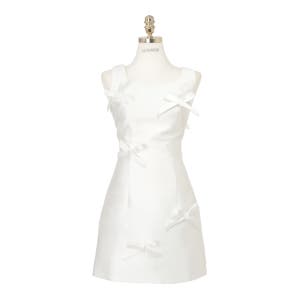 헤일로 리본 미니 드레스 2부원피스 브라이덜샤워 피로연 A라인 파티 스냅 셀프웨딩촬영드레스