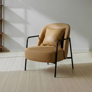 네스트소파 인테리어 디자인 카페 거실 가죽 이지클린 1인용 안락의자 라이트브라운