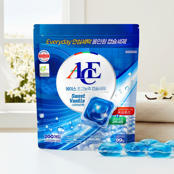 에이스 스윗바닐라 1챔버 캡슐 200개입 /고농축 중성세제 실내건조