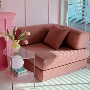 어반스튜디오 베어 패브릭 모듈 압축 소파 쇼파베드 스툴미포함, 더스티핑크, 1인 코너형