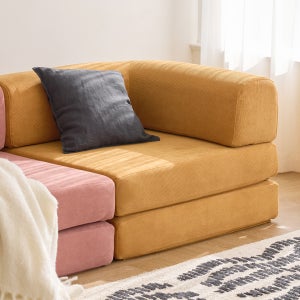 어반스튜디오 베어 패브릭 모듈 압축 소파 쇼파베드 스툴미포함, 리얼버터, 1인 코너형