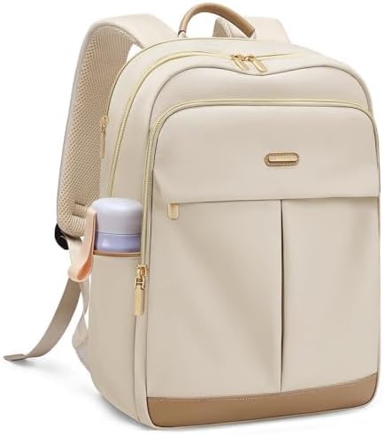 <b>VNINE</b> 여성용 노트북 백팩 16인치 워크백 수납공간 대형 여행용 대학 | 포함 Beige