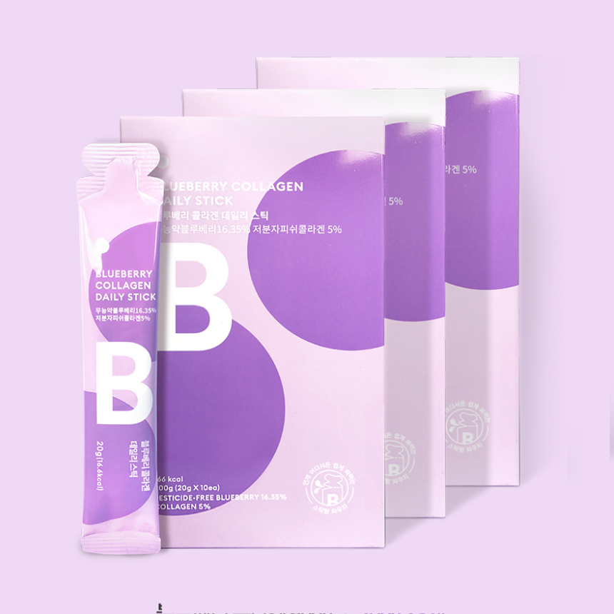 국내산 무농약 블루베리 저분자 콜라겐 젤리 스틱 엉클베리하우스 10포, 3개
