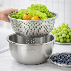 스텐믹싱볼 쌀씻는 볼 국산 세척 세트 22cm