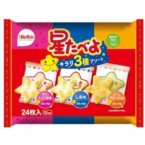 Befco 호시타베요 센베이 3가지맛 24매입, 80g, 1개
