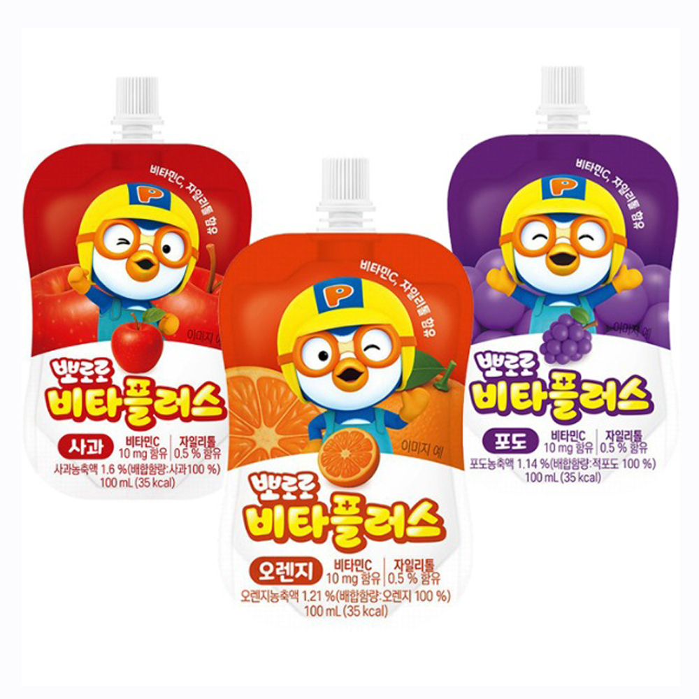 뽀로로 비타민 음료 비타플러스 어린이음료 100mlx30개 맛 택1 어린이주스