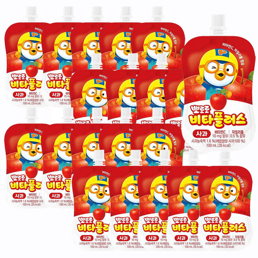 뽀로로 비타민 음료 비타플러스 어린이음료 - 사과맛x20개(100ml) 어린이주스
