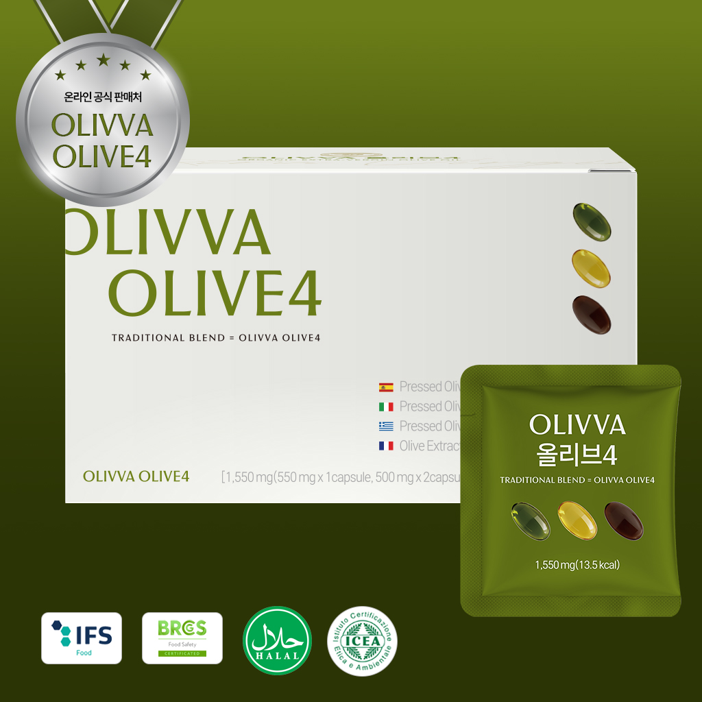 지중해 4개국 올리브4 냉압착 엑스트라버진 올리브오일 올리브유 72캡슐 24포, 1개