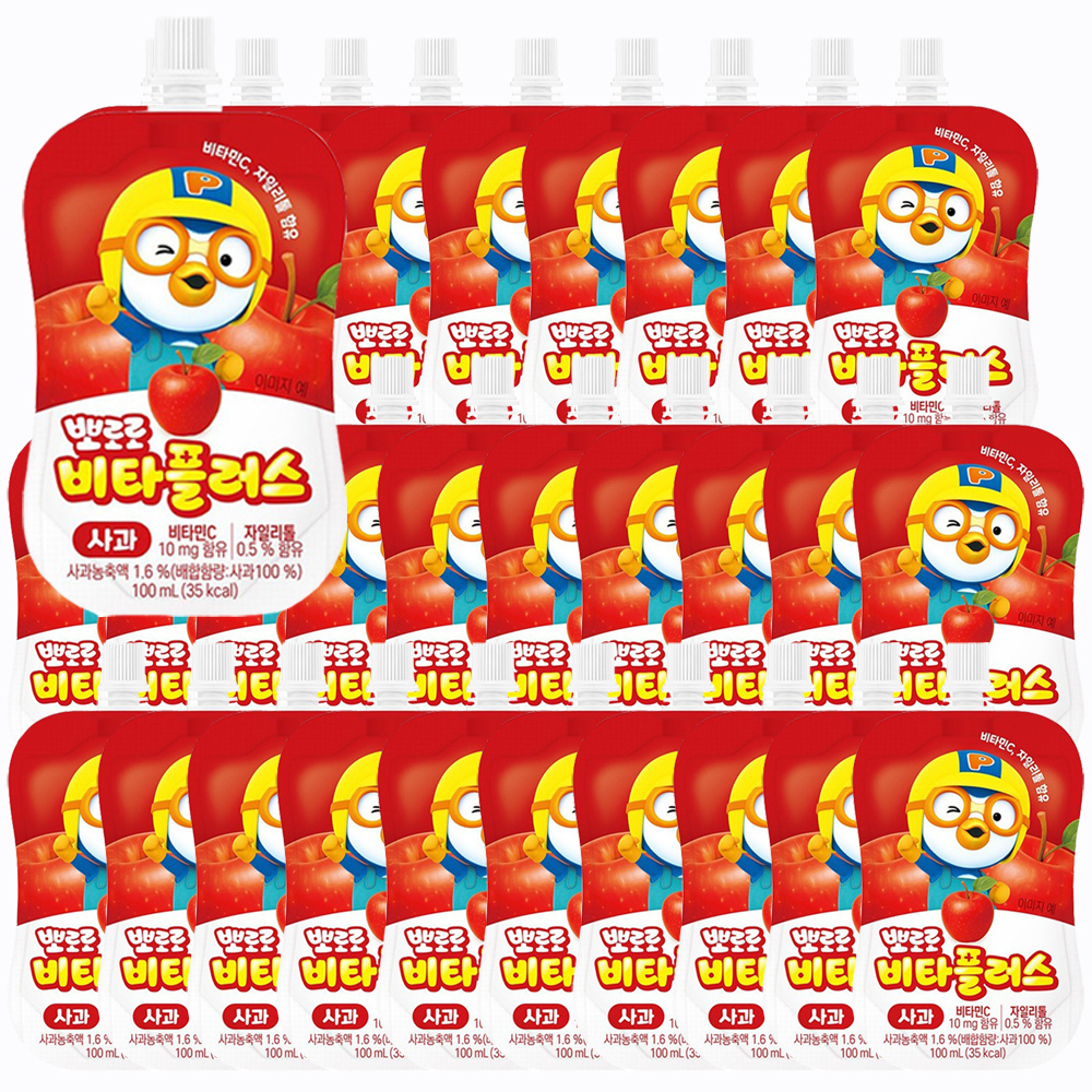 뽀로로 비타민 음료 비타플러스 어린이음료 - 사과맛x30개(100ml) 어린이주스