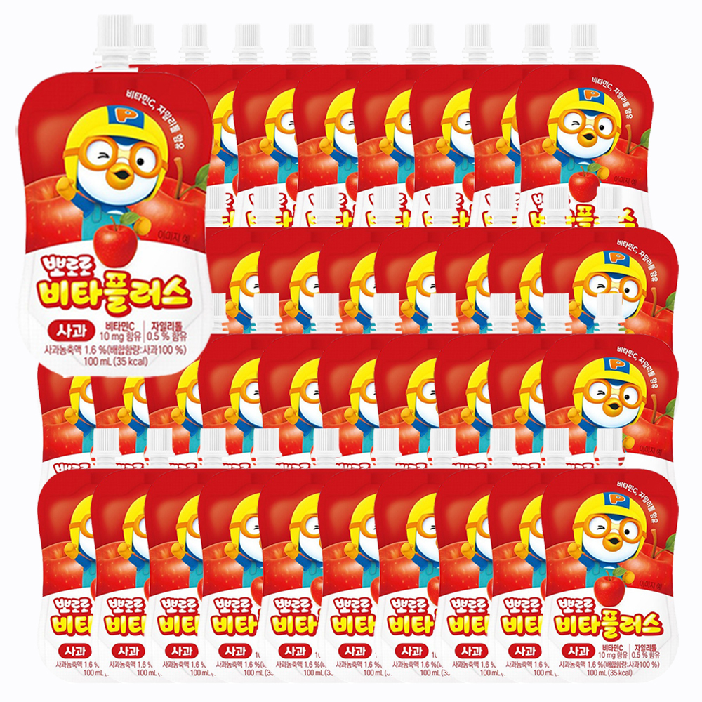 뽀로로 비타민 음료 비타플러스 어린이음료 - 사과맛x40개(100ml) 어린이주스