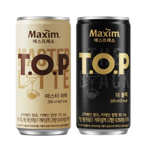 맥심 TOP 티오피 더 블랙 마스터 라떼 200ml 각12캔 총24캔 커피 음료 캔커피