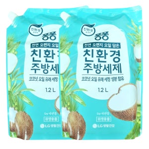 LG 퐁퐁 친환경 주방세제 코코넛 리필 1.2L x2개