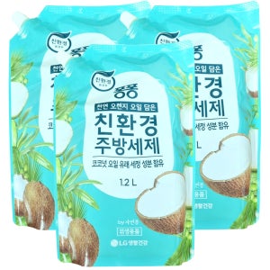 LG 퐁퐁 친환경 주방세제 코코넛 리필 1.2L x3개