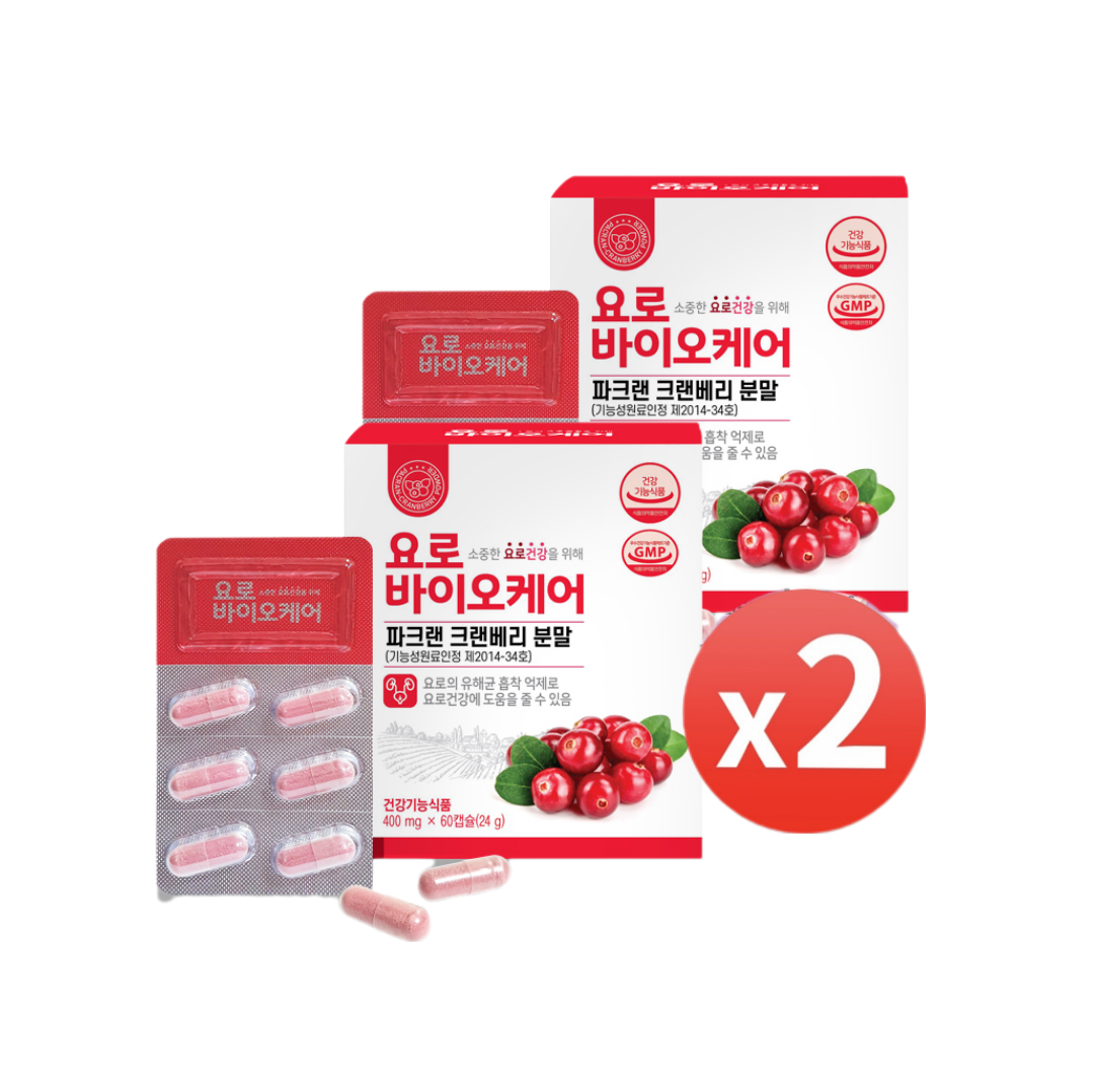 요로바이오케어 파크랜 크랜베리 영양제 여성 요로건강 120캡슐, 2개