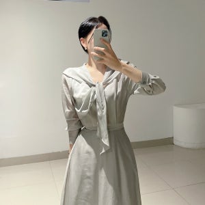 어부바 타이 쉬폰 롱 원피스