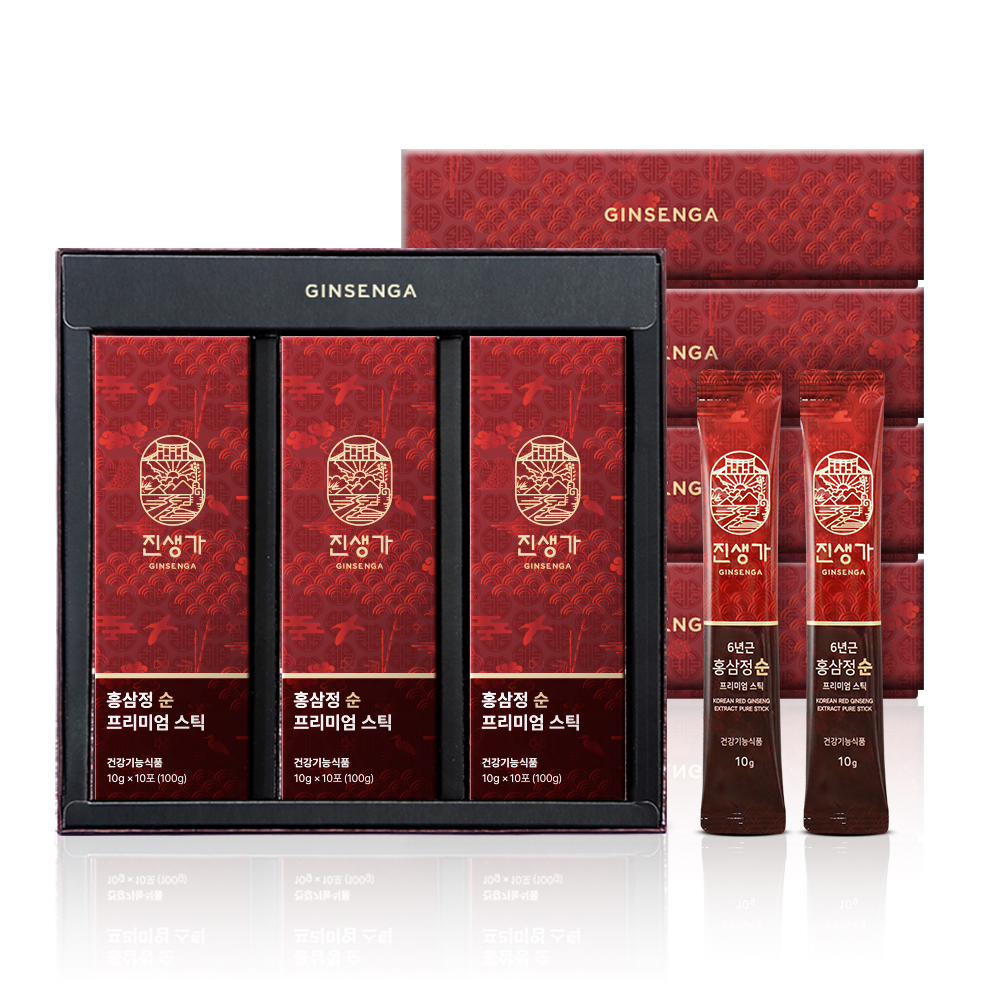 <b>진생가 홍삼정 순</b> <b>스틱</b> <b>프리미엄</b><b>10g</b> 30개입 5개