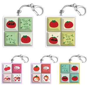 토마토 패턴 디자인 네모 키보드 청축 키캡 키링 키체인 키홀더 키보드와 호환가능