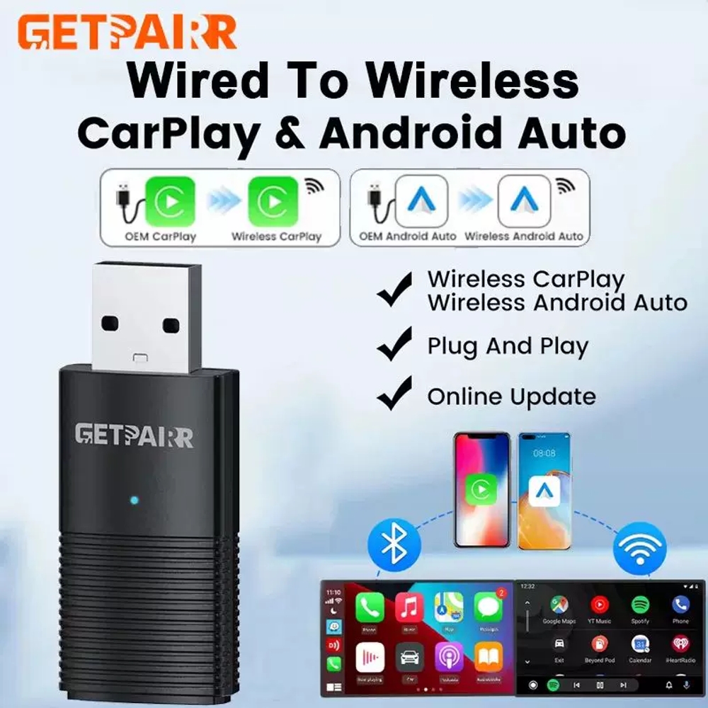 안이드 오토 동글 GetPairr 무선 CarPlay 자동 어댑터 스마트 미니 박스
