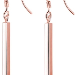 SLUYNZ 솔리드 925 스털링 실버 미니멀리스트 2CM/3CM 바 드롭 귀걸이 여성 청소년용 버티컬 댕글 2CM Bar-Rose Gold