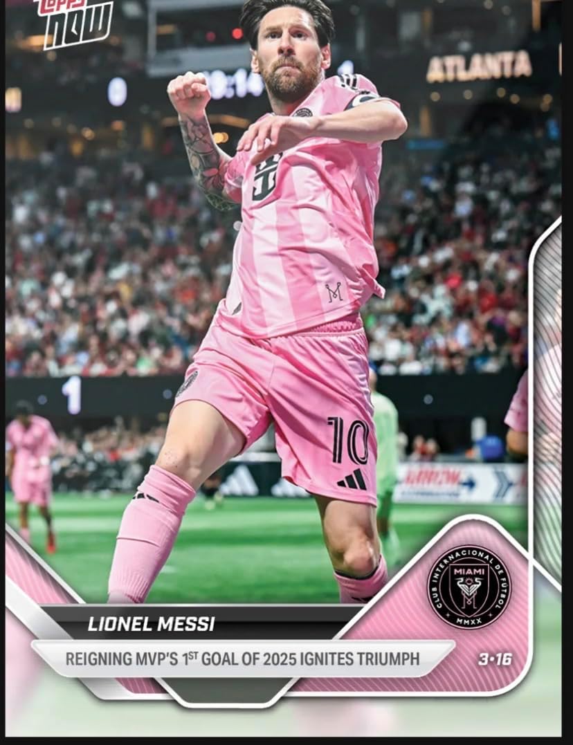 2025 이제 리오넬 메시 #19 2025년 MVP 1호 골에 승리 축구 트레이딩 카드 인터 마이애미 CF 단 2371개만 제작됨! 보호 스크루다운 홀더에 배송됨.