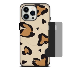 몬트 러브레오파드 맥세이프 카드 2장 수납 범퍼 케이스 브라운, 아이폰13 프로 맥스