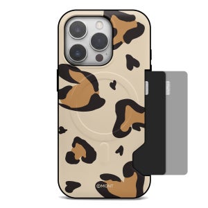 몬트 러브레오파드 맥세이프 카드 2장 수납 범퍼 케이스 브라운, 아이폰14 프로